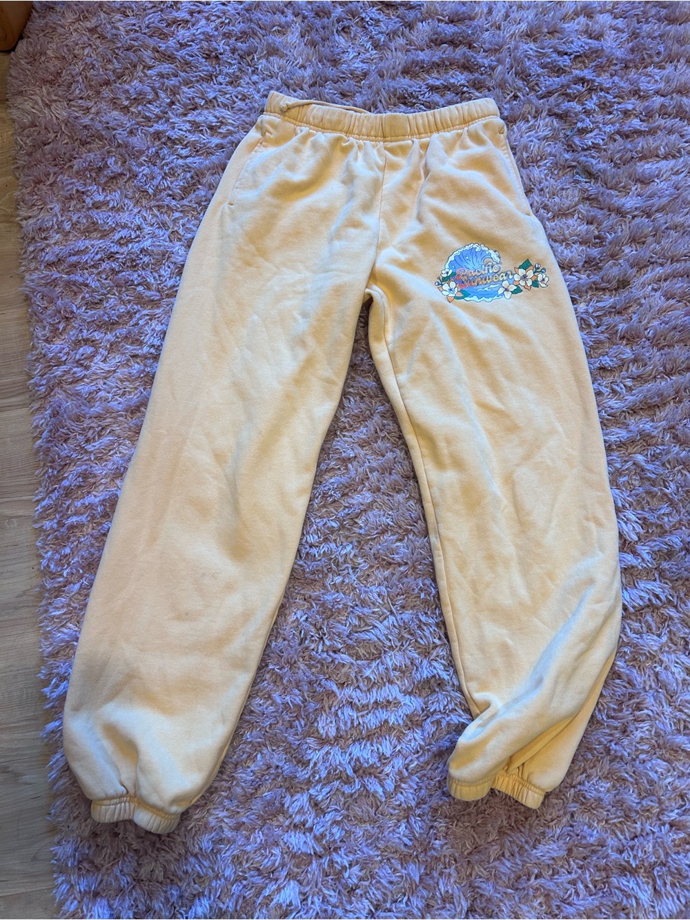 PacSun Pale Yellow Graphic Sweatpants